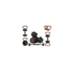 Set d'haltères en acier 4 en 1 - Barre d'haltères ou kettlebells avec poignées antidérapantes