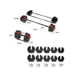 Set d'haltères réglable pour home gym avec barre courte et longue - Powerblock