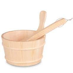Set d'équipements pour sauna - Seau et louche en bois pour sauna