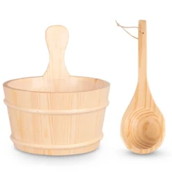 Set d'équipements pour sauna - Seau et louche en bois pour sauna