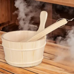Set d'équipements pour sauna - Seau et louche en bois pour sauna