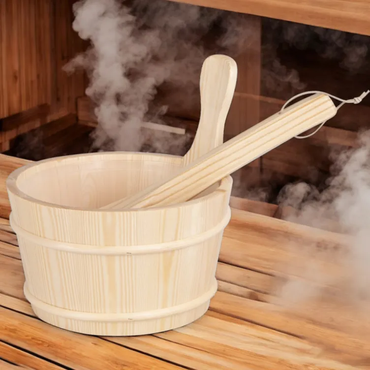 Set d'équipements pour sauna - Seau et louche en bois pour sauna