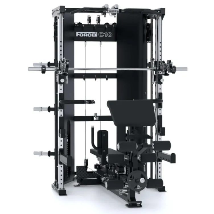 Sliding bench C10 Force USA - Banc de musculation sur glissière avec leg curl/extension et pupitre à biceps