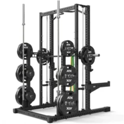 Smith machine ATX série 700 avec poulie à charge libre -Guidage précis et fluide avec supports de rangement multiples intégrés