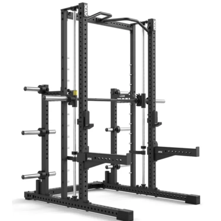 Smith machine ATX série 700 avec poulie à charge libre -Guidage précis et fluide avec supports de rangement multiples intégrés