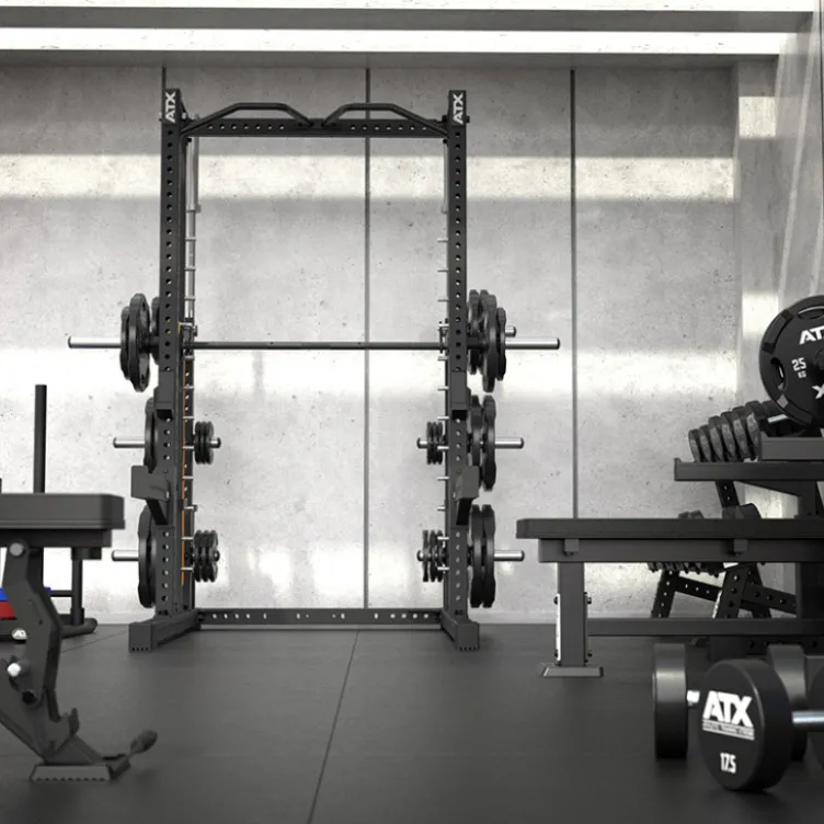 Smith machine ATX série 700 avec poulie à charge libre -Guidage précis et fluide avec supports de rangement multiples intégrés