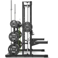 Smith machine ATX série 700 avec poulie à charge libre -Guidage précis et fluide avec supports de rangement multiples intégrés