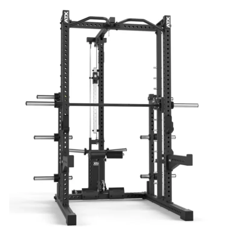Smith machine ATX série 700 avec poulie à charge libre -Guidage précis et fluide avec supports de rangement multiples intégrés