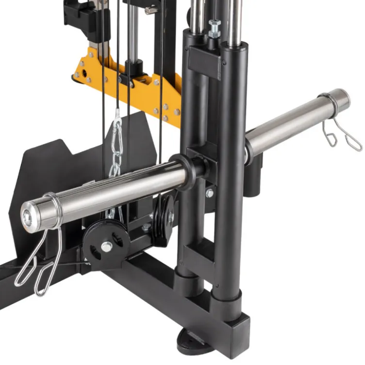 Smith machine de musculation multifonctionnelle avec colonne de poids à charges libres et poste à poulie