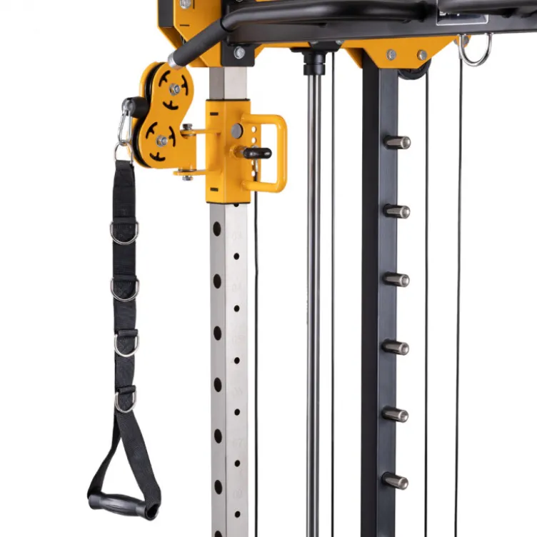 Smith machine de musculation multifonctionnelle avec colonne de poids à charges libres et poste à poulie