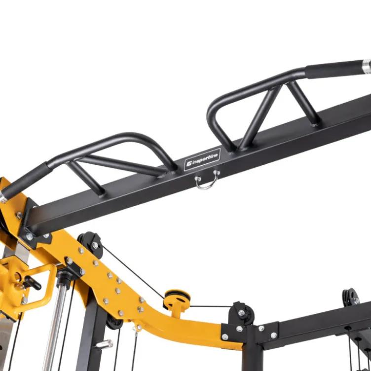 Smith machine de musculation multifonctionnelle avec colonne de poids à charges libres et poste à poulie