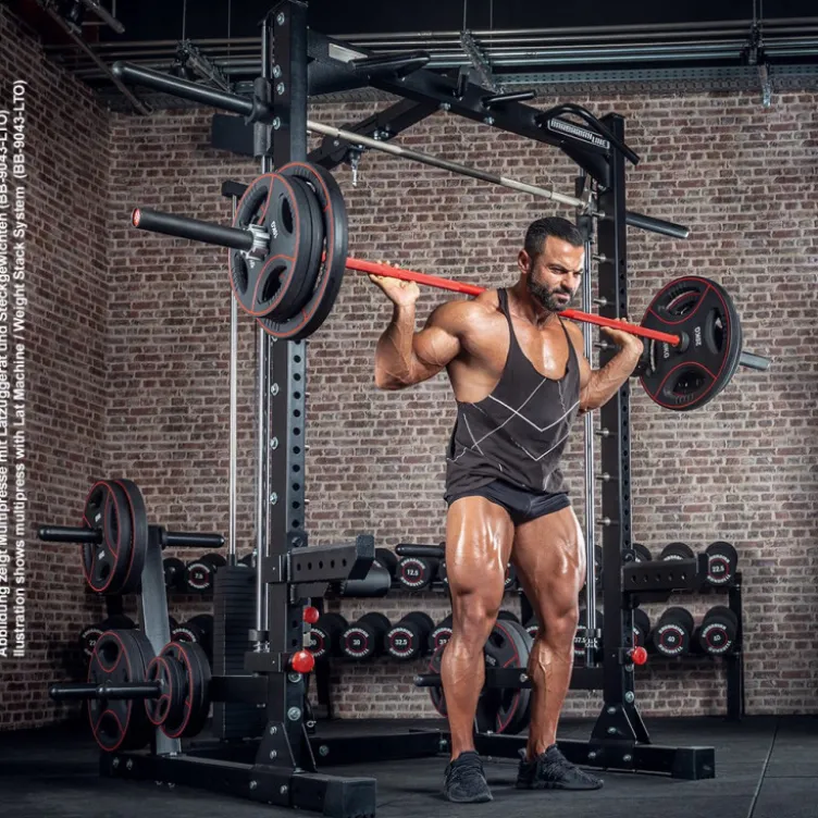 Smith machine multipresse à barre guidée avec poulie haute et basse