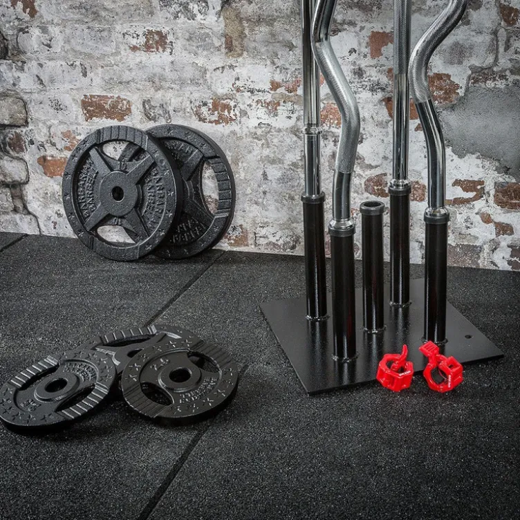 Socle de rangement vertical pour 5 barres de musculation de diamètre 30 mm