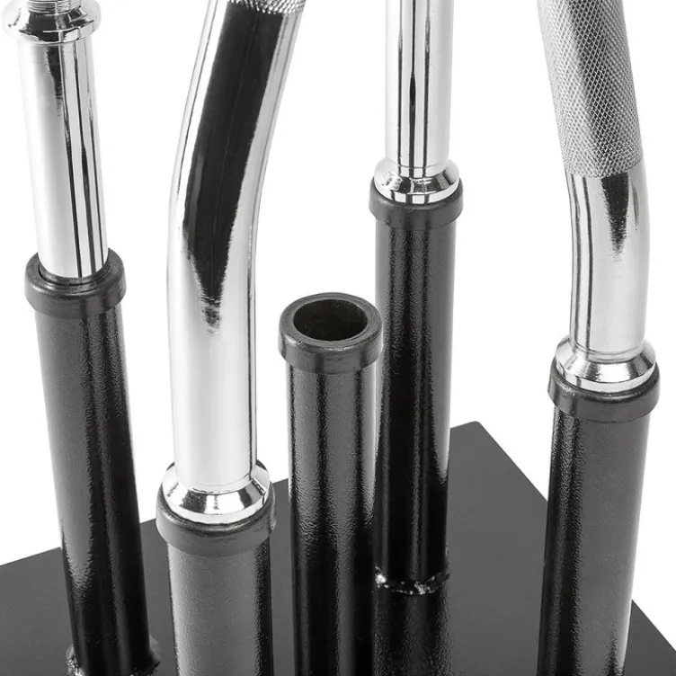 Socle de rangement vertical pour 5 barres de musculation de diamètre 30 mm