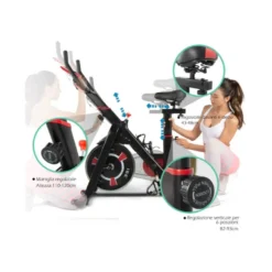 Spining bike à roue d'inertie multiréglable pour cardio en home-gym