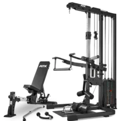 Station ATX triplex à charge guidée avec banc multi-réglable support à options - Gym multi-station colonne de poids