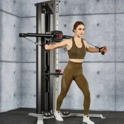 Station de musculation ATX à poulie double : Functional Trainer Autoportant colonne de poids 80 kg