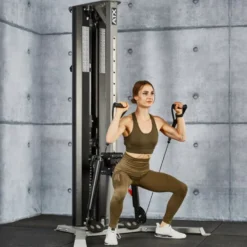 Station de musculation ATX à poulie double : Functional Trainer Autoportant colonne de poids 80 kg