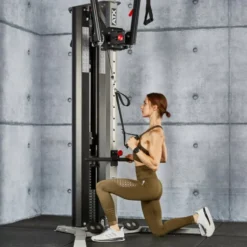 Station de musculation ATX à poulie double : Functional Trainer Autoportant colonne de poids 80 kg