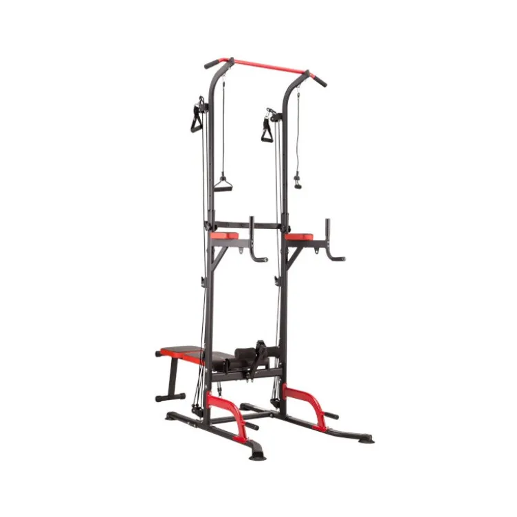 Station de musculation avec chaise romaine et banc de musculation - Divers câbles de tirage