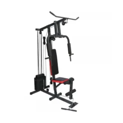 Station de musculation complète poulie haute et poulie basse avec banc de musculation