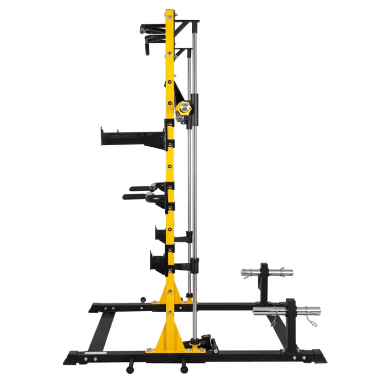 Station de musculation multipresse avec barre guidée réglable sur 12 positions et barre de traction multiprise
