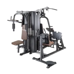 Station de musculation 5 postes en 1 pour entraînement à domicile - Machine de fitness multiposte avec presse à cuisse