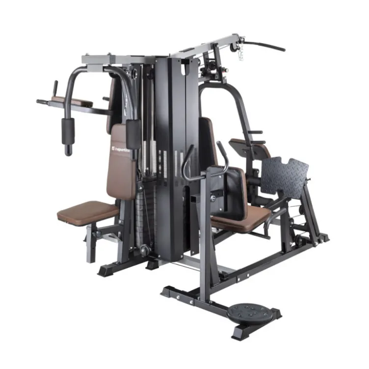 Station de musculation 5 postes en 1 pour entraînement à domicile - Machine de fitness multiposte avec presse à cuisse
