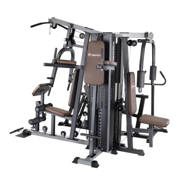 Station de musculation 5 postes en 1 pour entraînement à domicile - Machine de fitness multiposte avec presse à cuisse