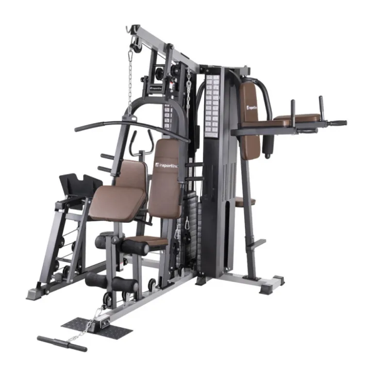 Station de musculation 5 postes en 1 pour entraînement à domicile - Machine de fitness multiposte avec presse à cuisse