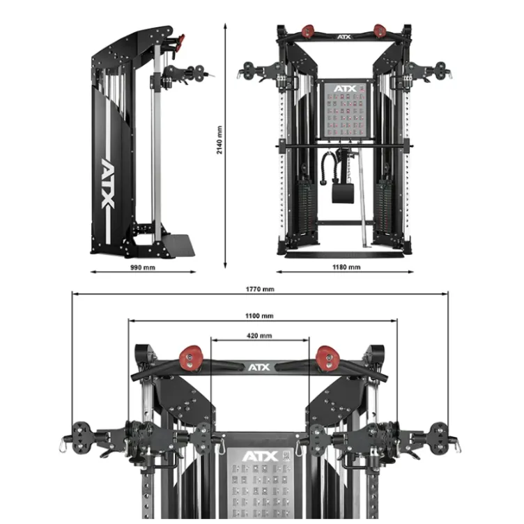 Station de musculation à poulie vis à vis double 2 x 90 kg ATX