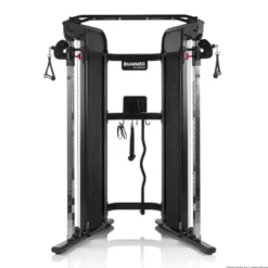 Station d'entraînement avec deux colonnes de poids de 80 kg et barre de traction multi-prises