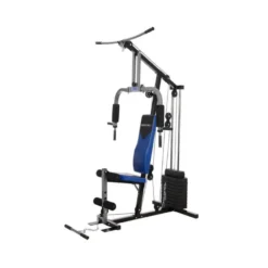 Station d'entraînement ultra polyvalente pour exercices de force avec colonne de poids de 45 kg