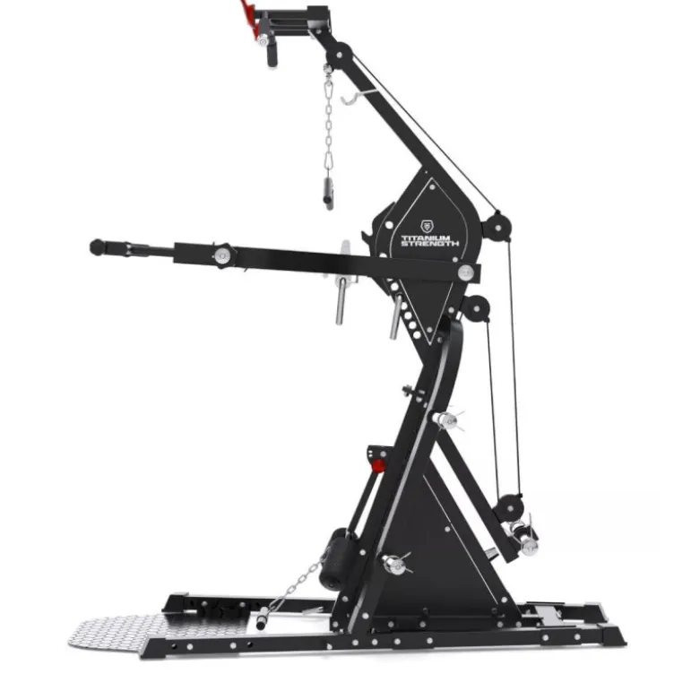 Station de tirage avec bras de levier réglables sur 9 positions LGX Titanium Strength pour home gym - Barre traction multi-grip