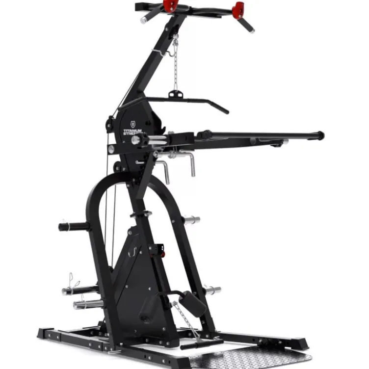 Station de tirage avec bras de levier réglables sur 9 positions LGX Titanium Strength pour home gym - Barre traction multi-grip