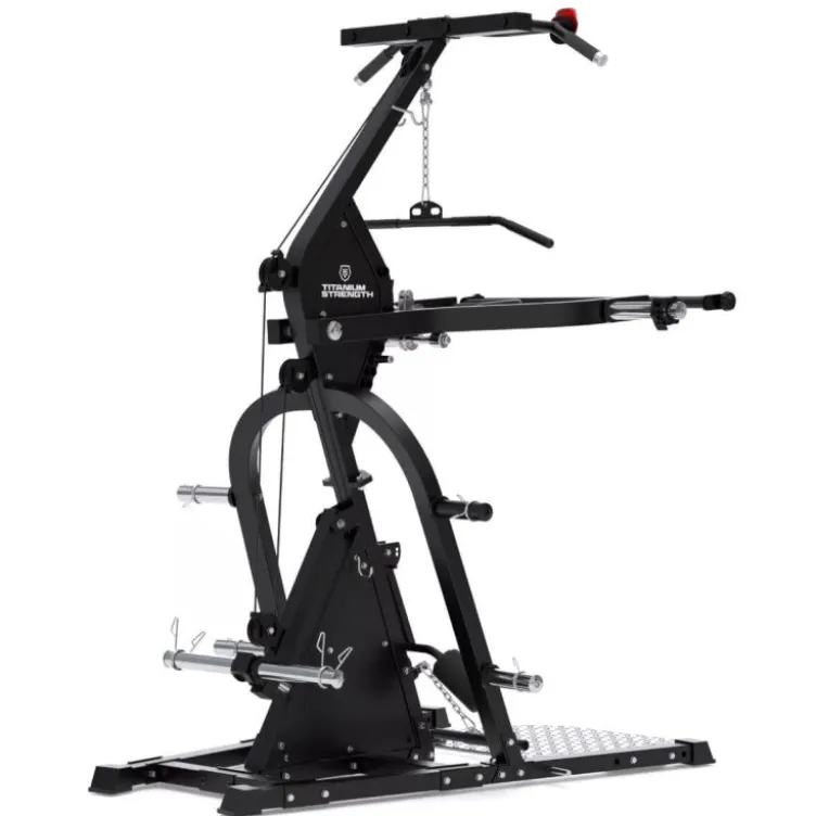 Station de tirage avec bras de levier réglables sur 9 positions LGX Titanium Strength pour home gym - Barre traction multi-grip