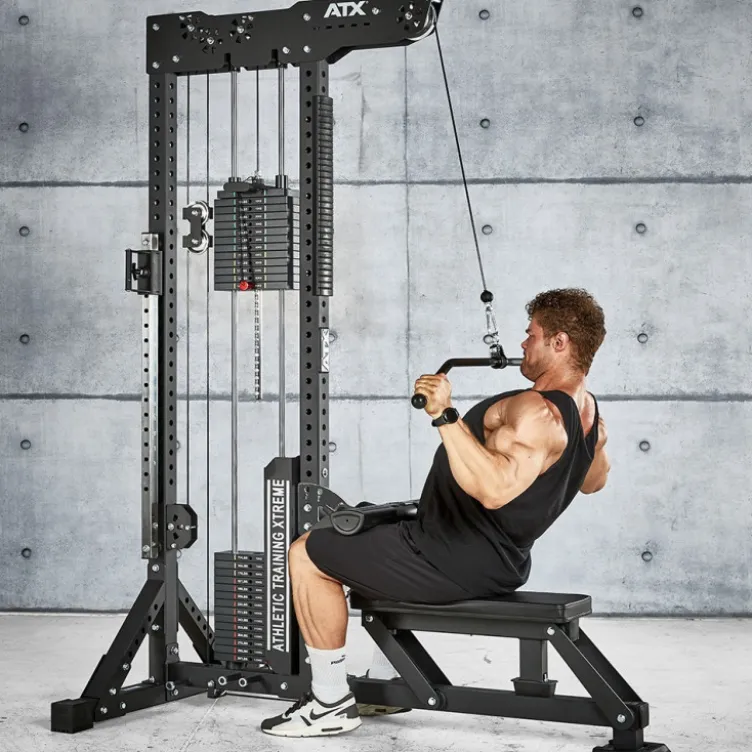 Station de tirage à poulie ATX ultra polyvalente 3 en 1 pour lat pulldown et rowing avec colonne de poids 135 kg - Trinity Tower