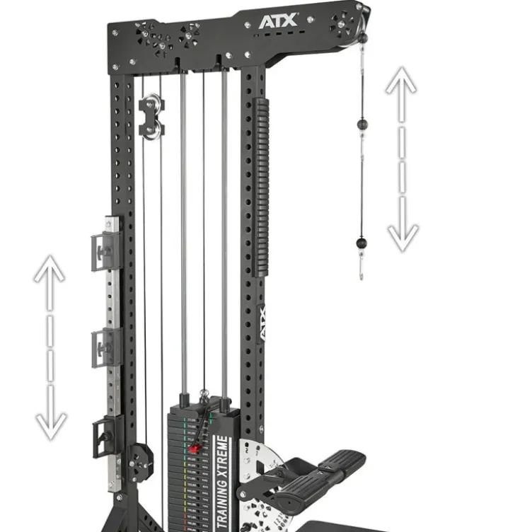Station de tirage à poulie ATX ultra polyvalente 3 en 1 pour lat pulldown et rowing avec colonne de poids 135 kg - Trinity Tower