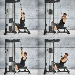 Station de tirage à poulie ATX ultra polyvalente 3 en 1 pour lat pulldown et rowing avec colonne de poids 135 kg - Trinity Tower