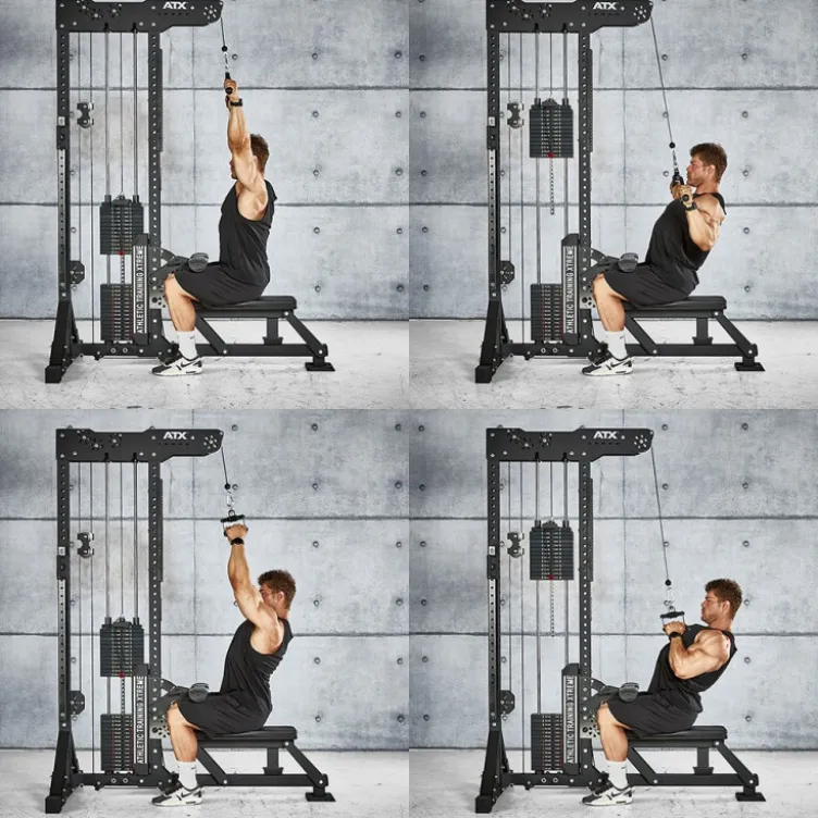 Station de tirage à poulie ATX ultra polyvalente 3 en 1 pour lat pulldown et rowing avec colonne de poids 135 kg - Trinity Tower