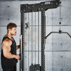 Station de tirage à poulie ATX ultra polyvalente 3 en 1 pour lat pulldown et rowing avec colonne de poids 135 kg - Trinity Tower