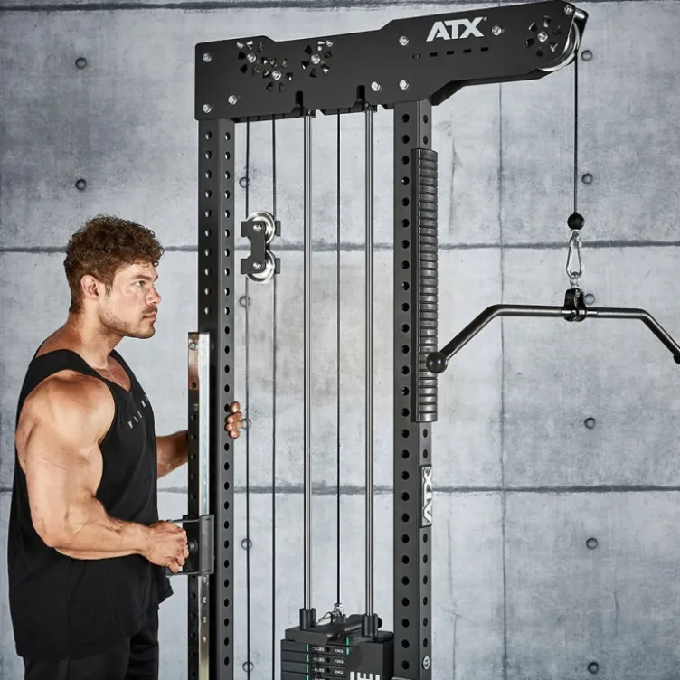 Station de tirage à poulie ATX ultra polyvalente 3 en 1 pour lat pulldown et rowing avec colonne de poids 135 kg - Trinity Tower