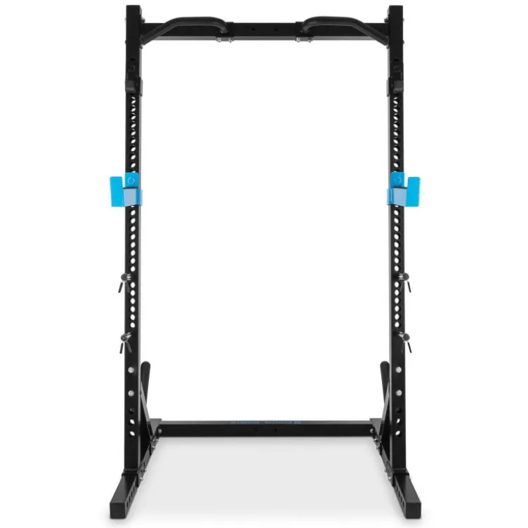 Station half rack 850 kg avec barre de traction et safety spotters