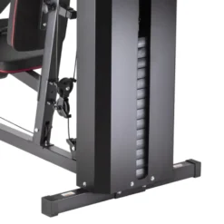 Station home gym de musculation à charges guidées avec colonne de poids 99 kg et pupitre à biceps