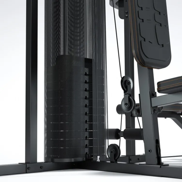 Station Home Gym multipostes 3 en 1 avec poulie haute et basse - Poste à dips - Sac de boxe