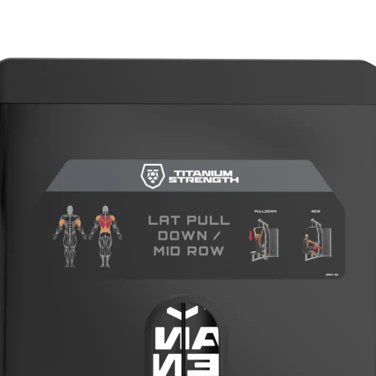 Station Lat Pull Down dual Mid Row Titanium Strength Black Séries RX avec colonne de poids de 125 kg - BSRX-S6