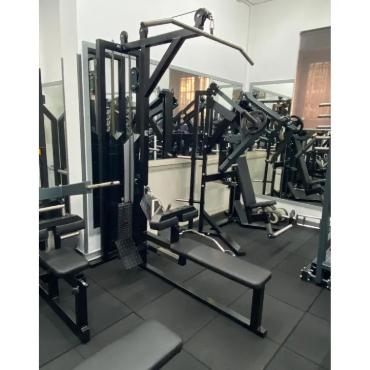 Station polyvalente poulie haute et basse à charge guidée de 80 kg - Lat pull down et Row Assis