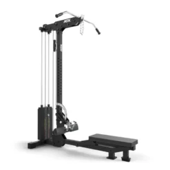 Station à poulie haute et basse ATX avec colonne de poids de 115 kg et repose-pieds réglable - Banc d'aviron rabattable