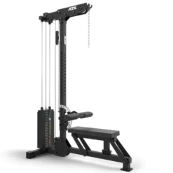 Station à poulie haute et basse ATX avec colonne de poids de 115 kg et repose-pieds réglable - Banc d'aviron rabattable
