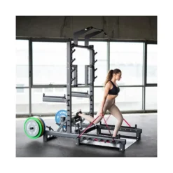 Station power rack à squat polyvalente avec fonction hip trust - Barres à dips et barre de traction intégrée